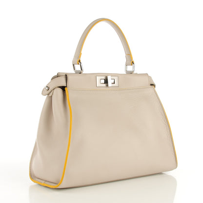 Fendi Vitello Seta Burro Medium Peekaboo Iconic Satchel Grigio Polvere Mattone 3 of 9