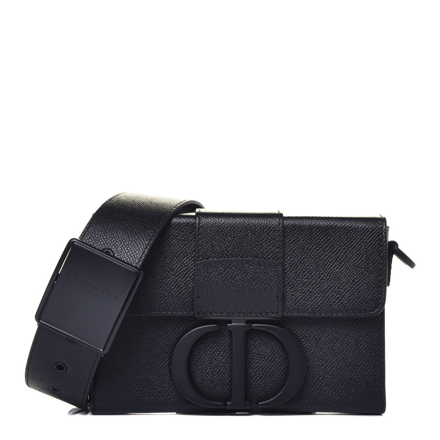 Ultra Matte Grained Calfskin 30 Montaigne Box Bag Black