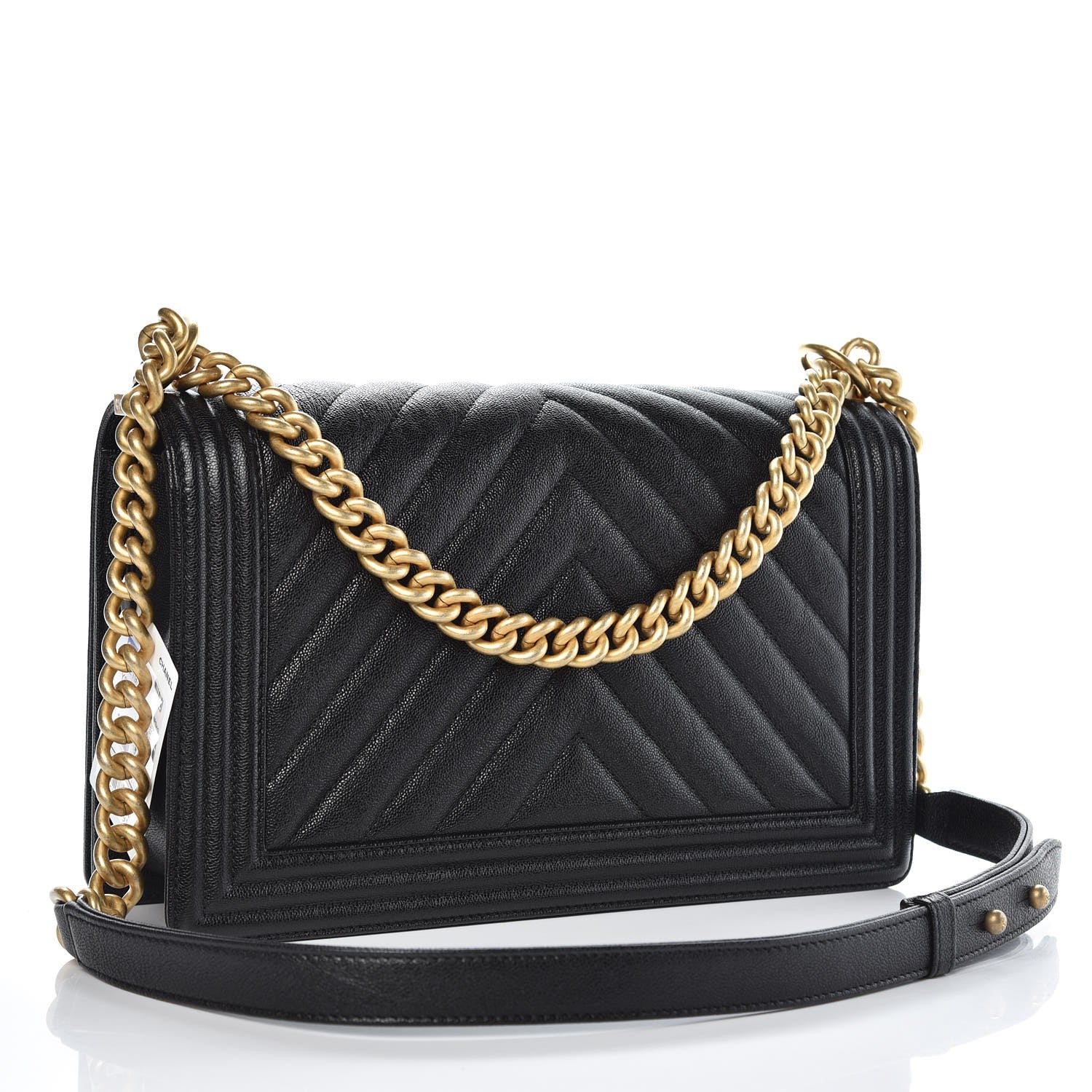 Chanel Caviar Chevron Quilted New Medium Boy Flap Black 4 of 8