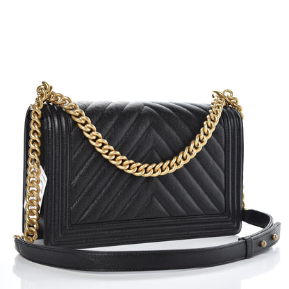 Chanel Caviar Chevron Quilted New Medium Boy Flap Black 4 of 8