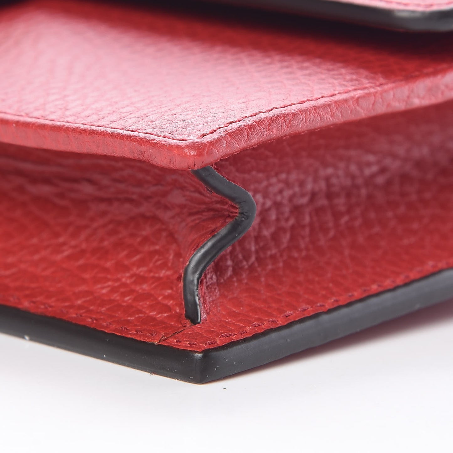 Dollar Calfskin Interlocking G Chain Wallet Red