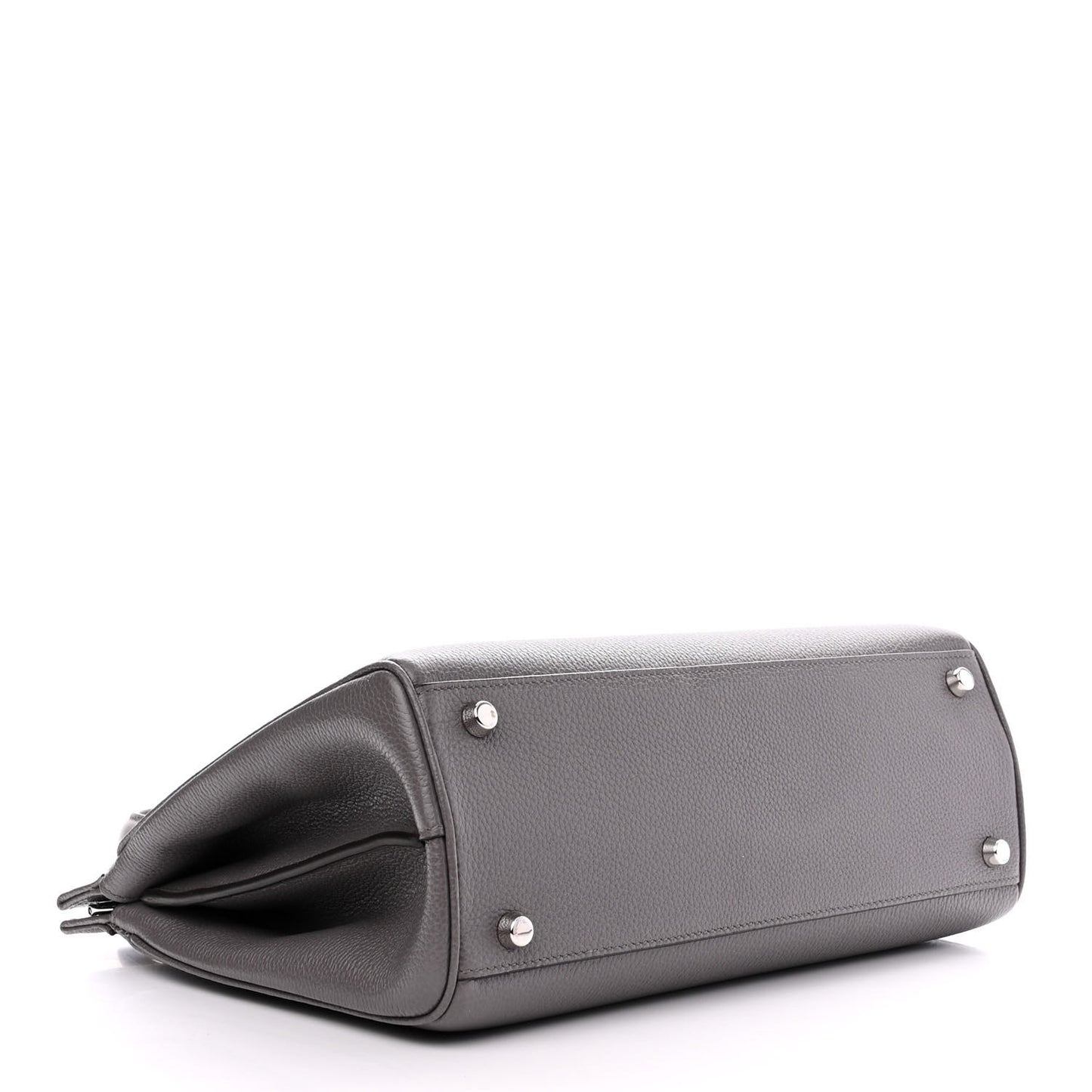 Grainy Calfskin Small Zumi Top Handle Bag Dusty Grey