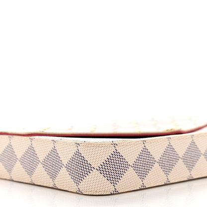 Louis Vuitton Damier Azur Studded Pochette Felicie Chain Wallet Fuchsia 9 of 11