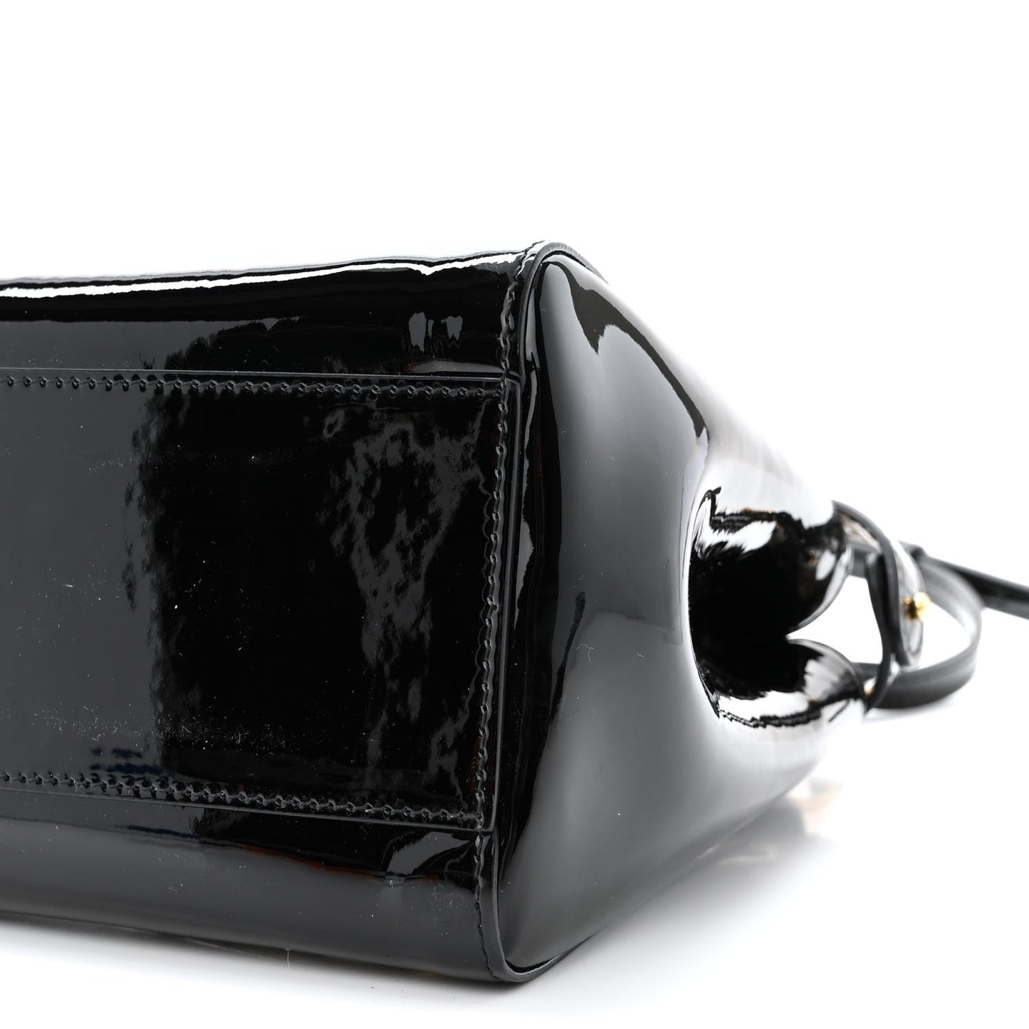 Vitello Vernice Mou Mini Peekaboo Iconic Satchel Black