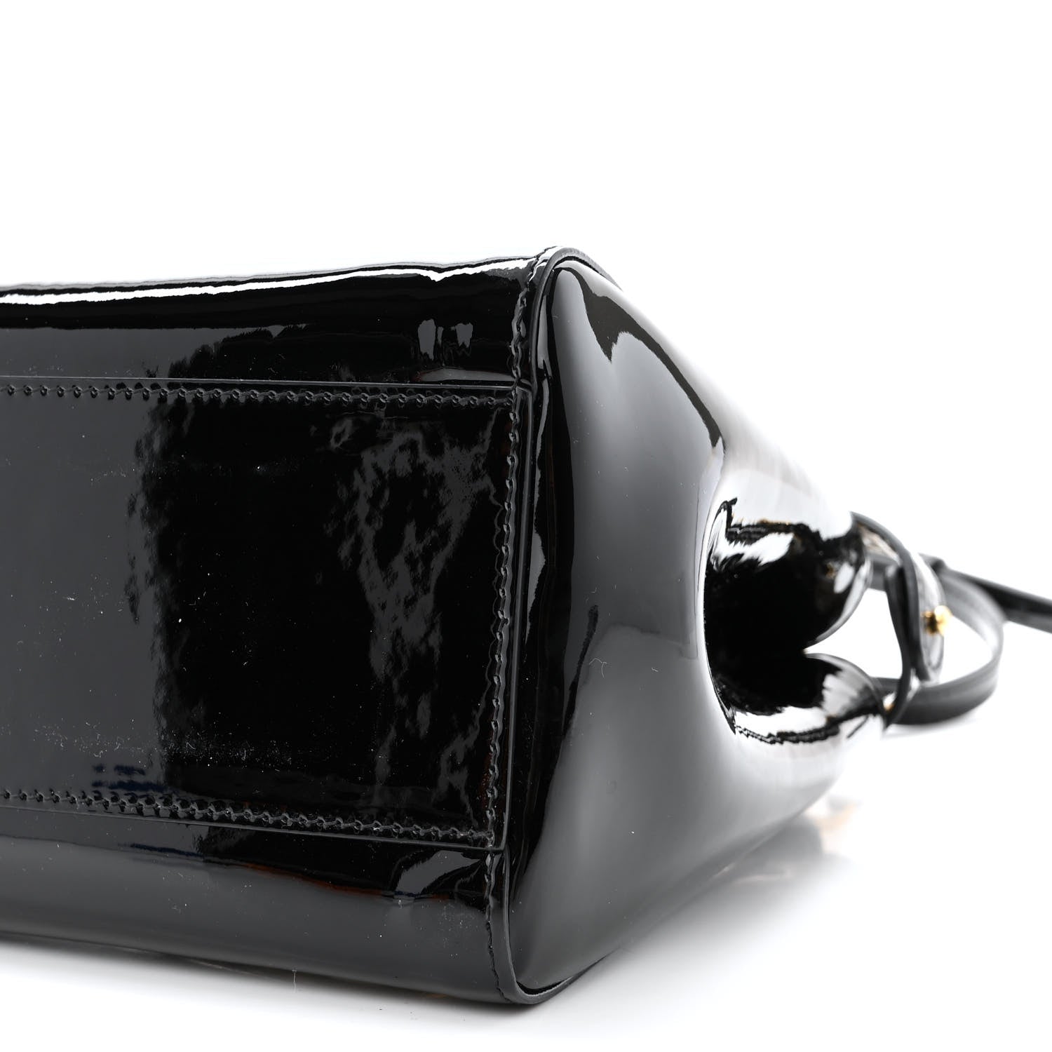 Fendi Vitello Vernice Mou Mini Peekaboo Iconic Satchel Black 10 of 10