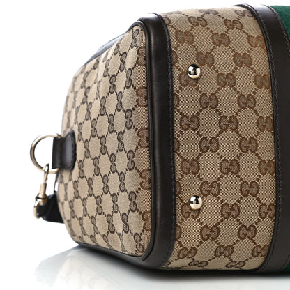 Gucci Monogram Selleria Calfskin Vintage Web Medium Boston Beige Ebony Cocoa 9 of 13