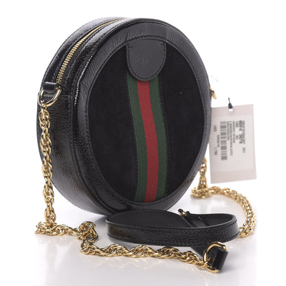 Gucci Suede Patent Web Mini Ophidia Round Shoulder Bag Black 4 of 11