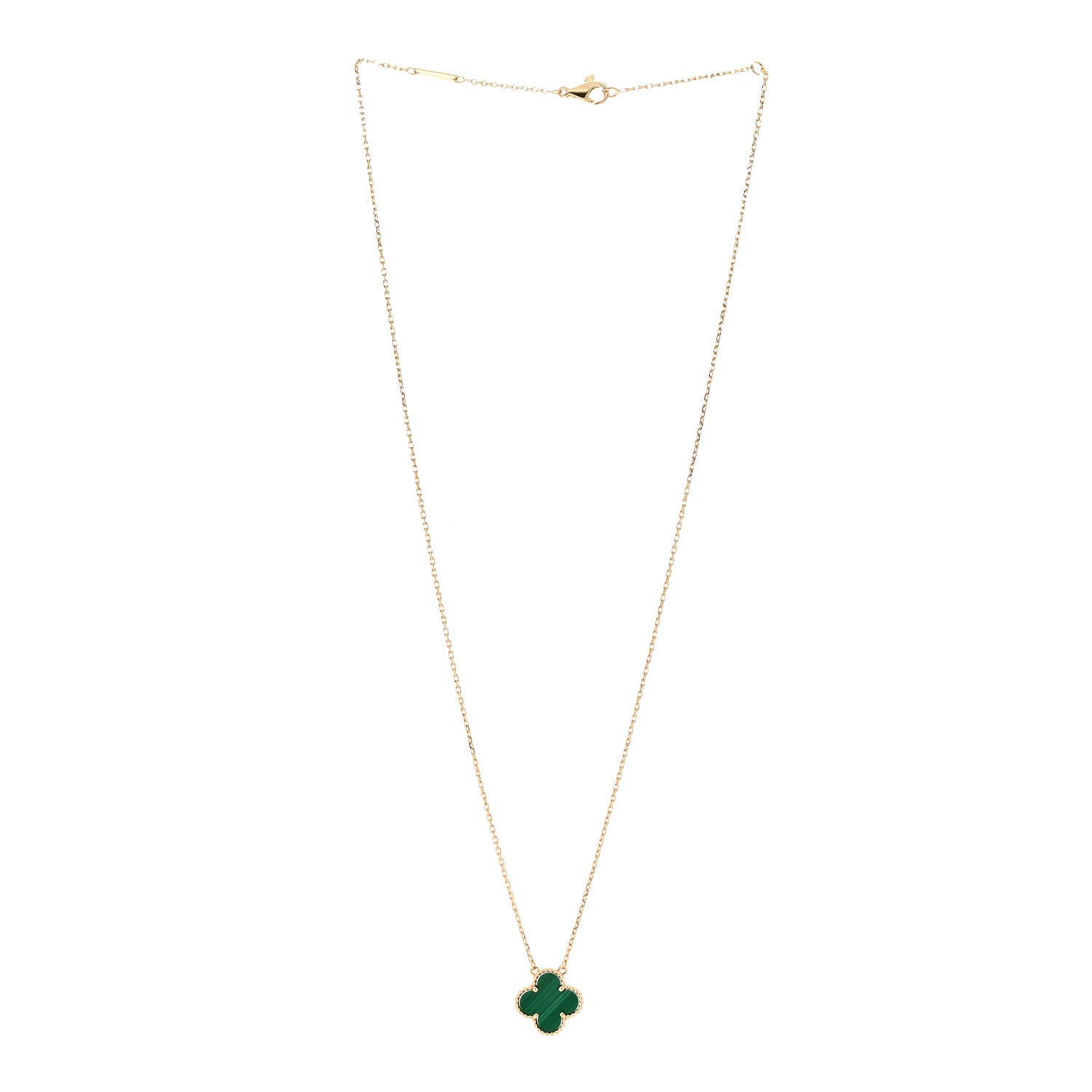 Van Cleef & Arpels 18K Yellow Gold Malachite Vintage Alhambra Pendant Necklace 3 of 7