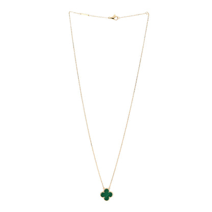 Van Cleef & Arpels 18K Yellow Gold Malachite Vintage Alhambra Pendant Necklace 3 of 7