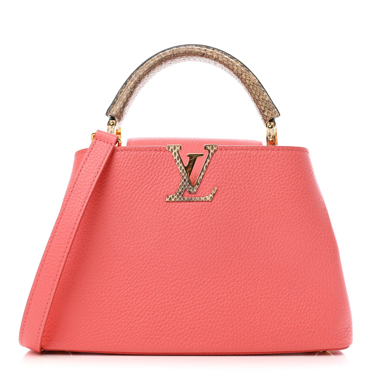 Louis Vuitton Taurillon Snakeskin Capucines PM Coral 1 of 4