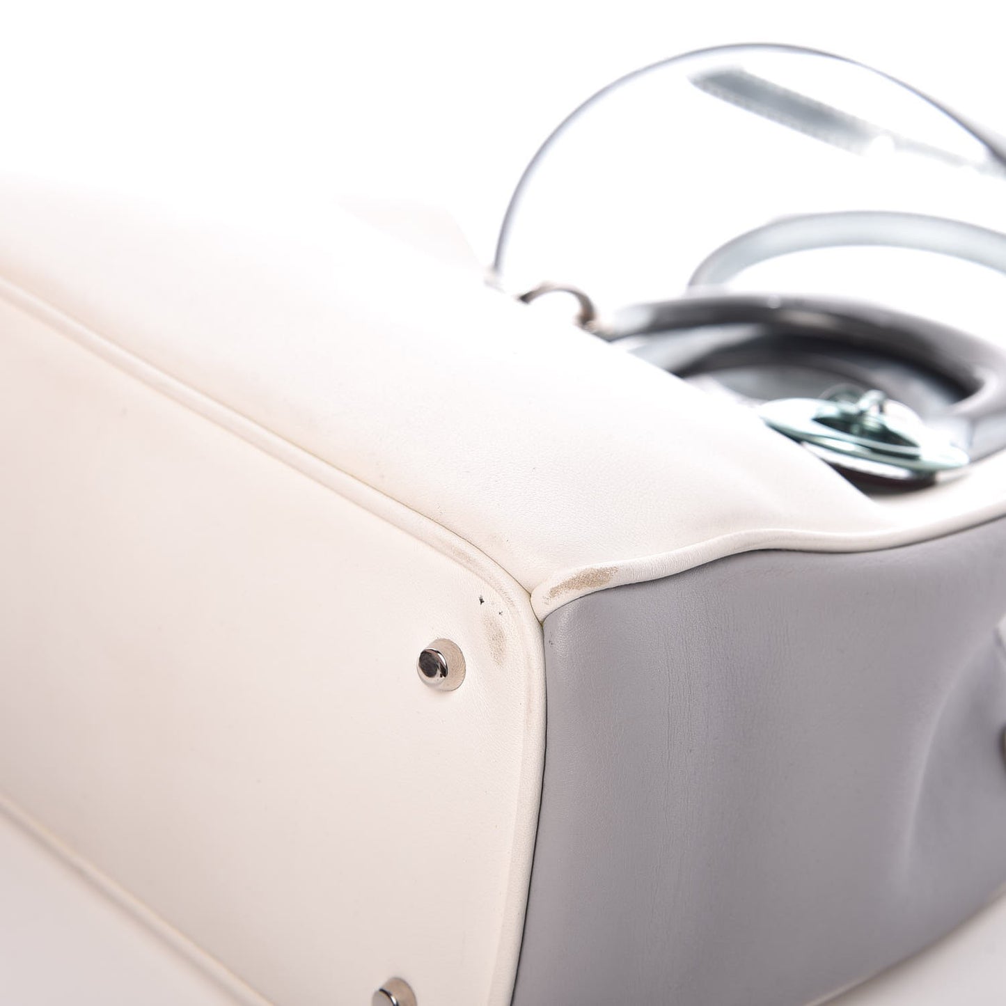 Calfskin Small Diorissimo White Grey