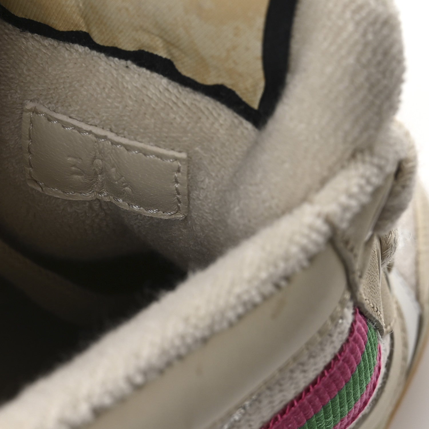 Gucci Calfskin Lame GG Monogram Web Womens Screener Sneakers 39.5 Gardenia Silver Dusty Milk White 8 of 9
