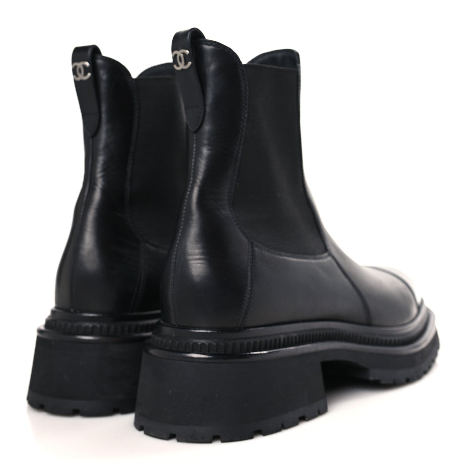 Chanel Crumpled Calfskin Patent Cap Toe Short Boots 39.5 Black 4 of 8