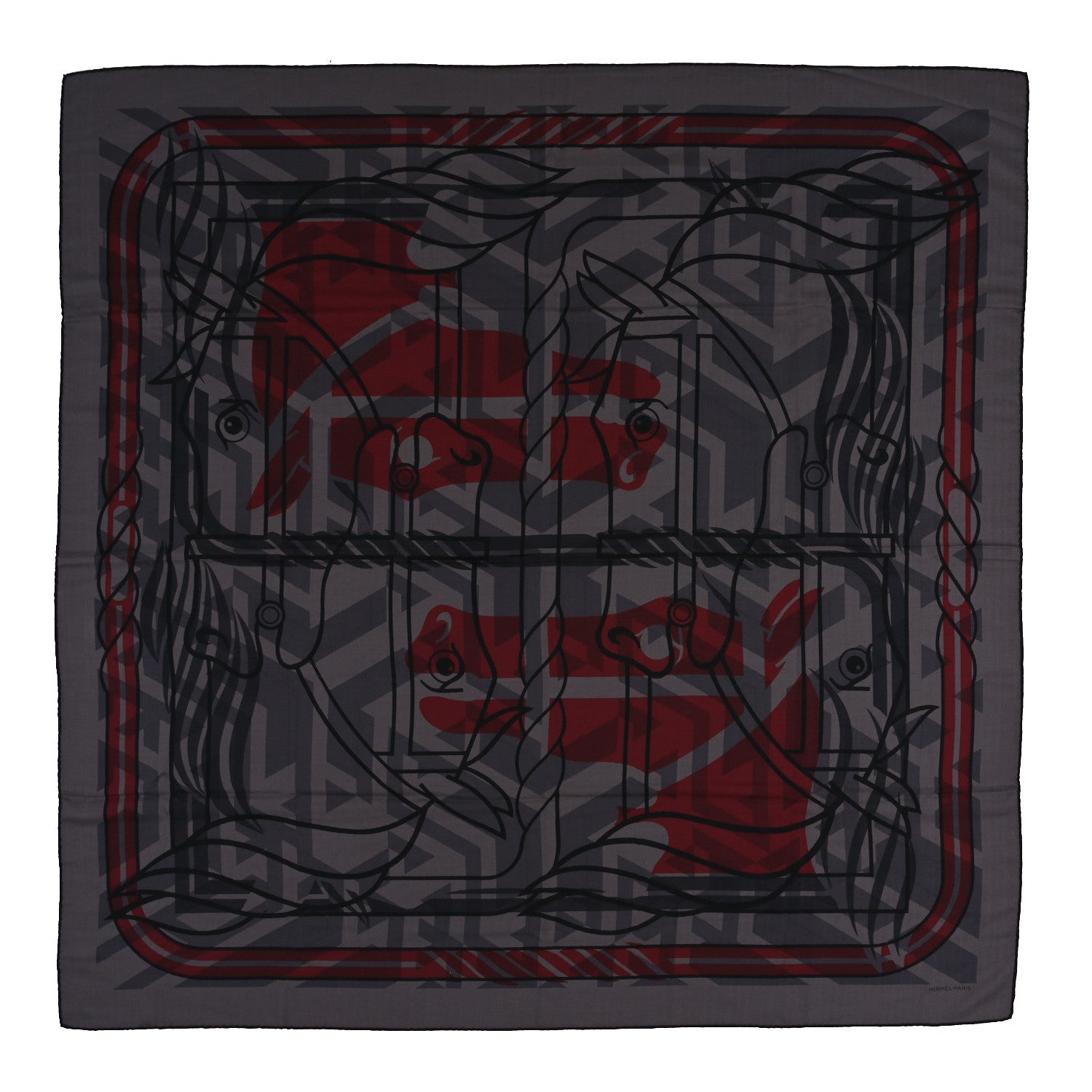 Hermes Cashmere Silk Quadridge Scarf 140 1 of 3