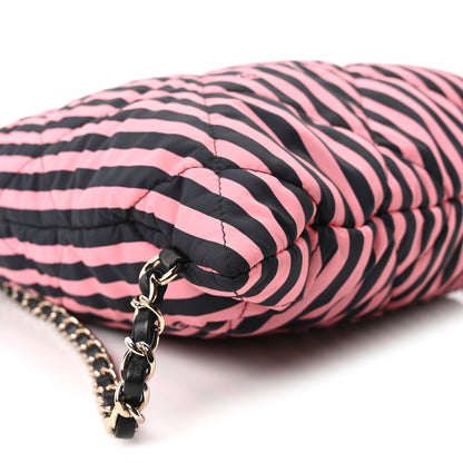Chanel Nylon Striped Quilted Coco Beach Backpack Black Coral 8 of 9