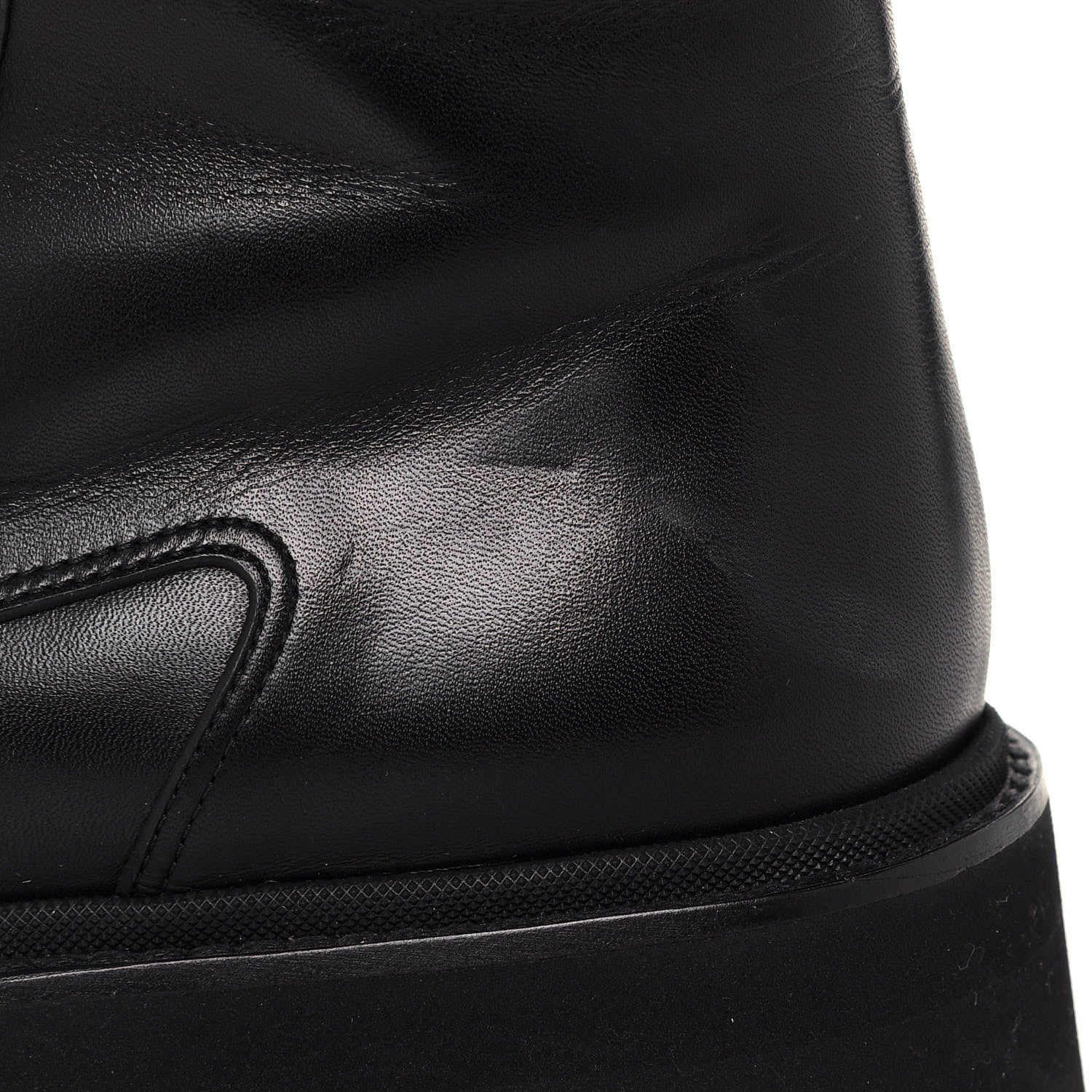 Chanel Calfskin Knit Lace Up Combat Boots 38 Black 7 of 8