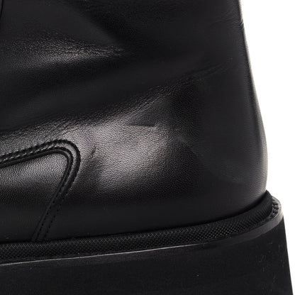 Chanel Calfskin Knit Lace Up Combat Boots 38 Black 7 of 8