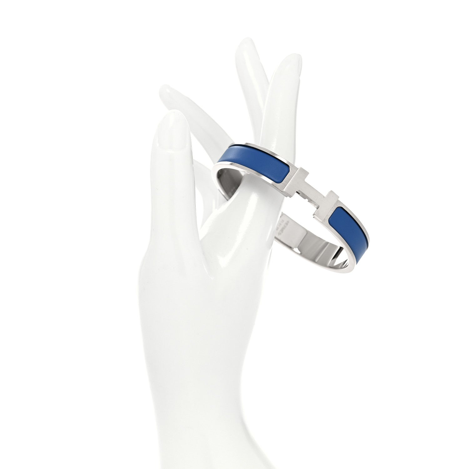 Hermes Matte Enamel Narrow Clic Clac HH Bracelet T5 Bleu Mediterranean 2 of 5