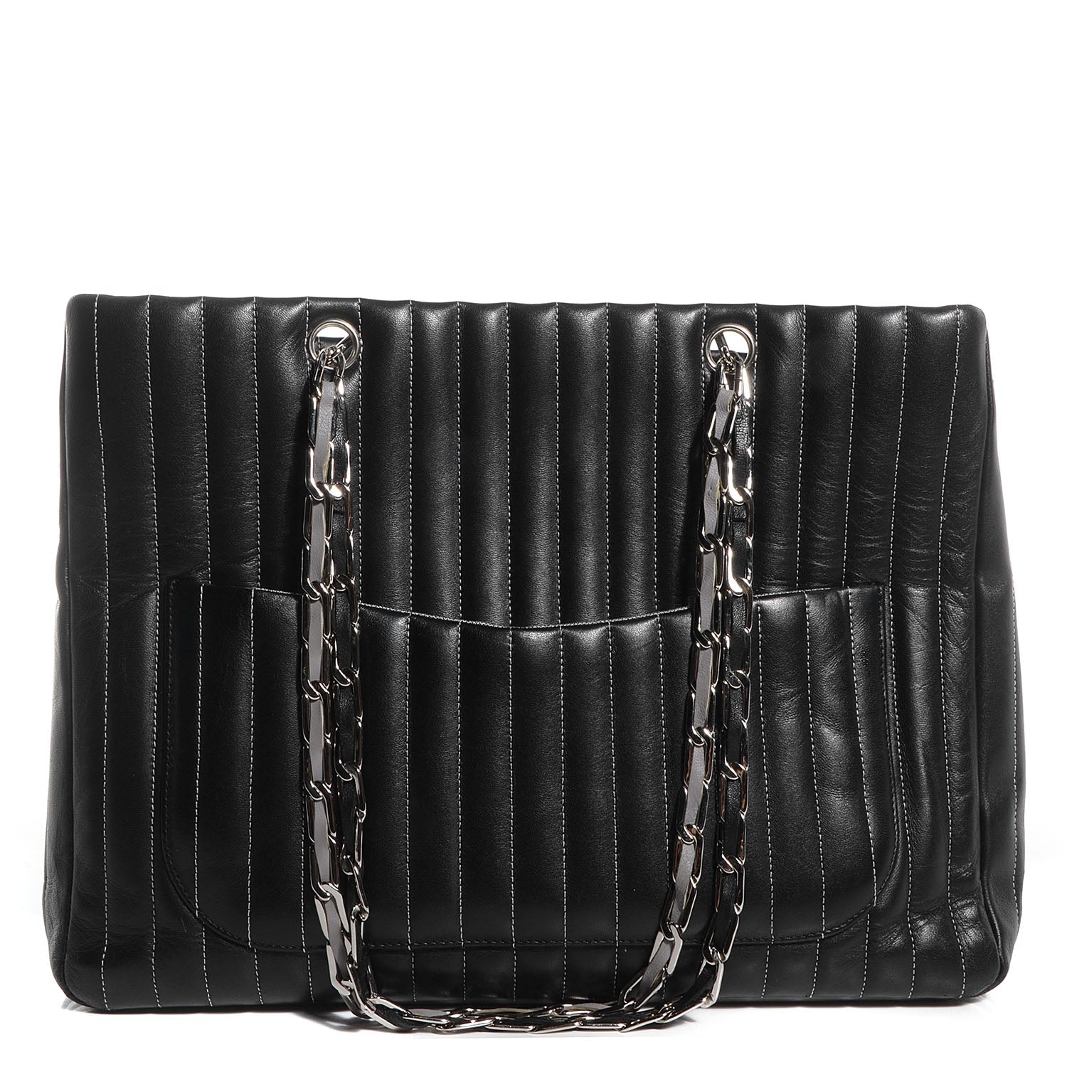 Chanel Lambskin Vertical Quilted Large Mademoiselle Tote Black 1 of 12