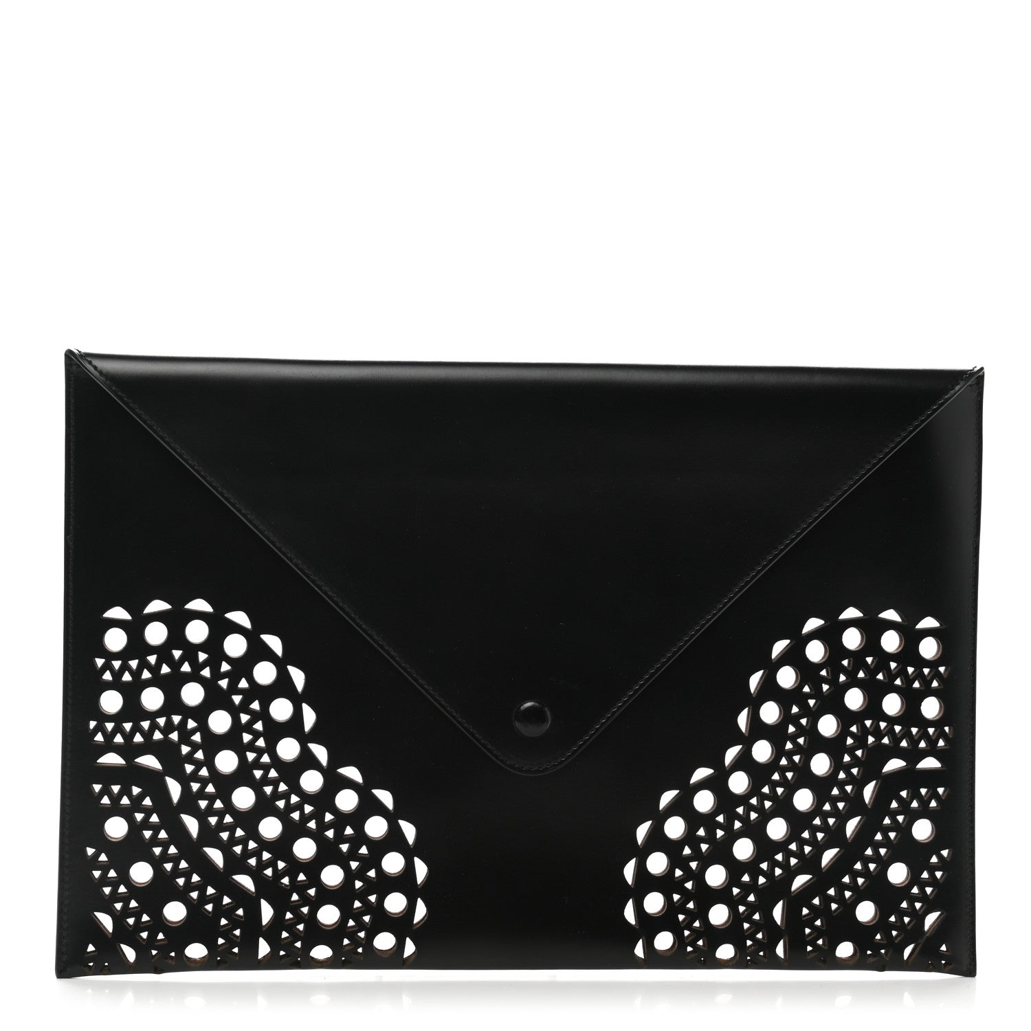 Alaia Calfskin Laser Cut Envelope Clutch Black 1 of 7