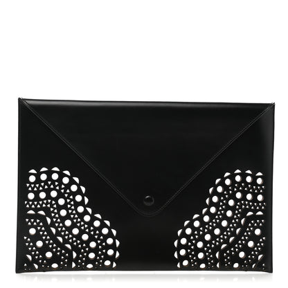 Alaia Calfskin Laser Cut Envelope Clutch Black 1 of 7