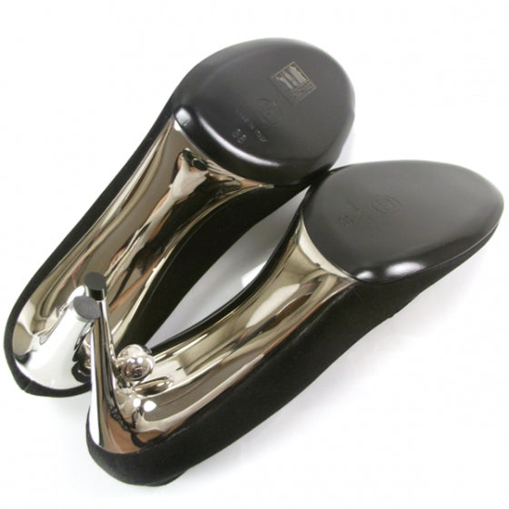 Chanel Satin Patent Heels 38 Black 5 of 8