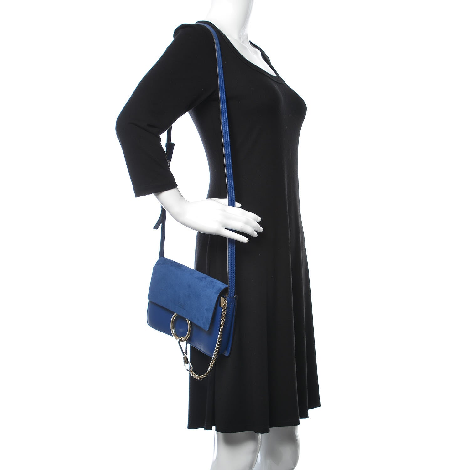 Chloe Suede Calfskin Mini Faye Shoulder Bag Majesty Blue 2 of 9