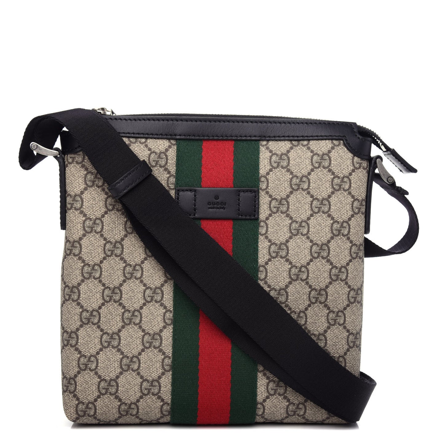 GG Supreme Monogram Web Messenger Bag Black