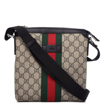 Gucci GG Supreme Monogram Web Messenger Bag Black 1 of 10