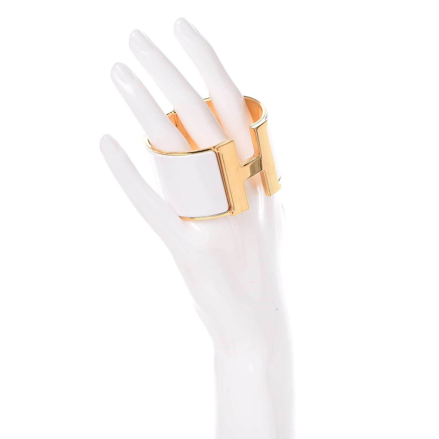 Enamel Extra Wide Clic Clac H Bracelet PM White