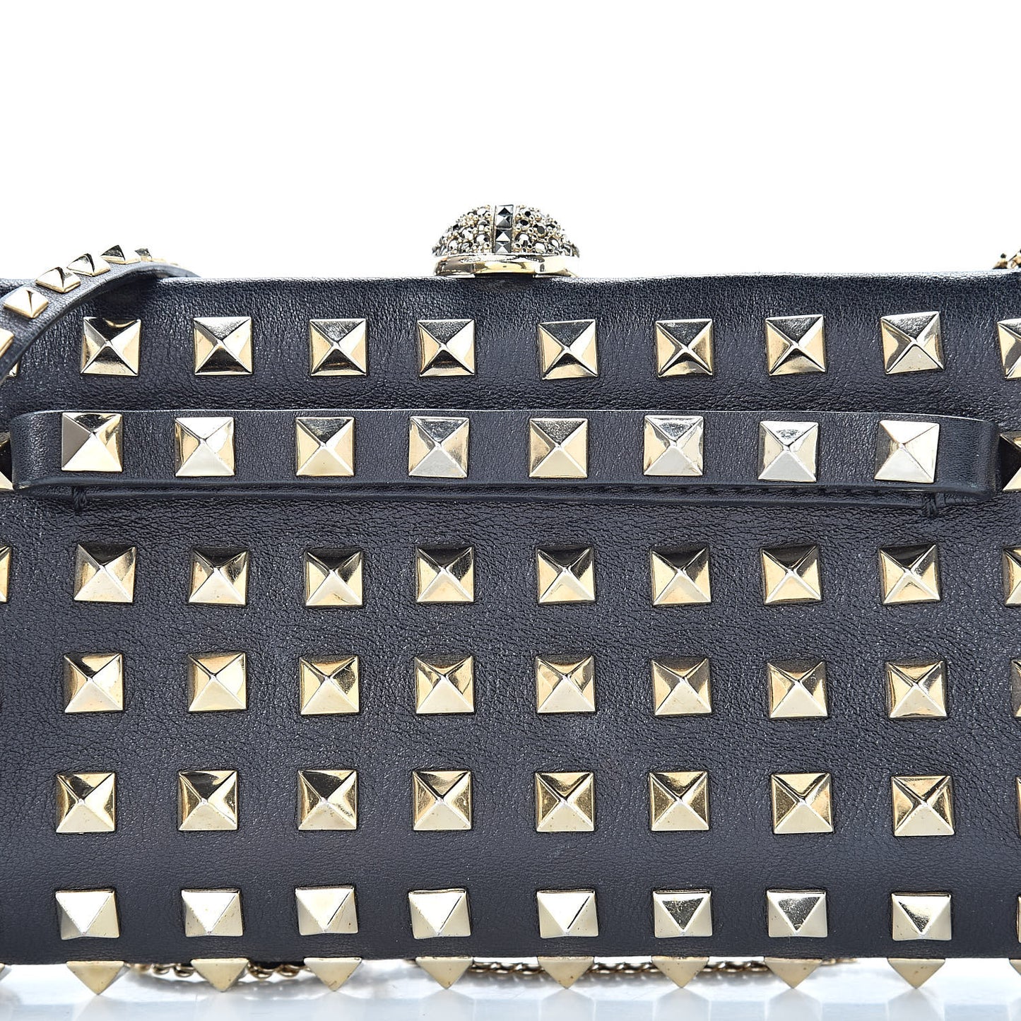 Lambskin Rockstud All Over Clutch Black