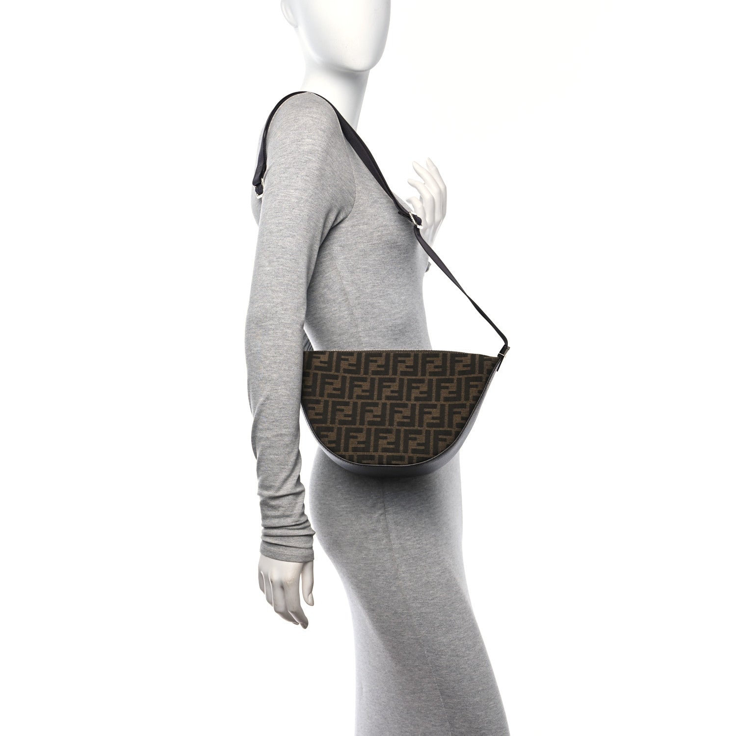 Fendi Fabric Jacquard FF Melon Bag Tobacco Black 2 of 11