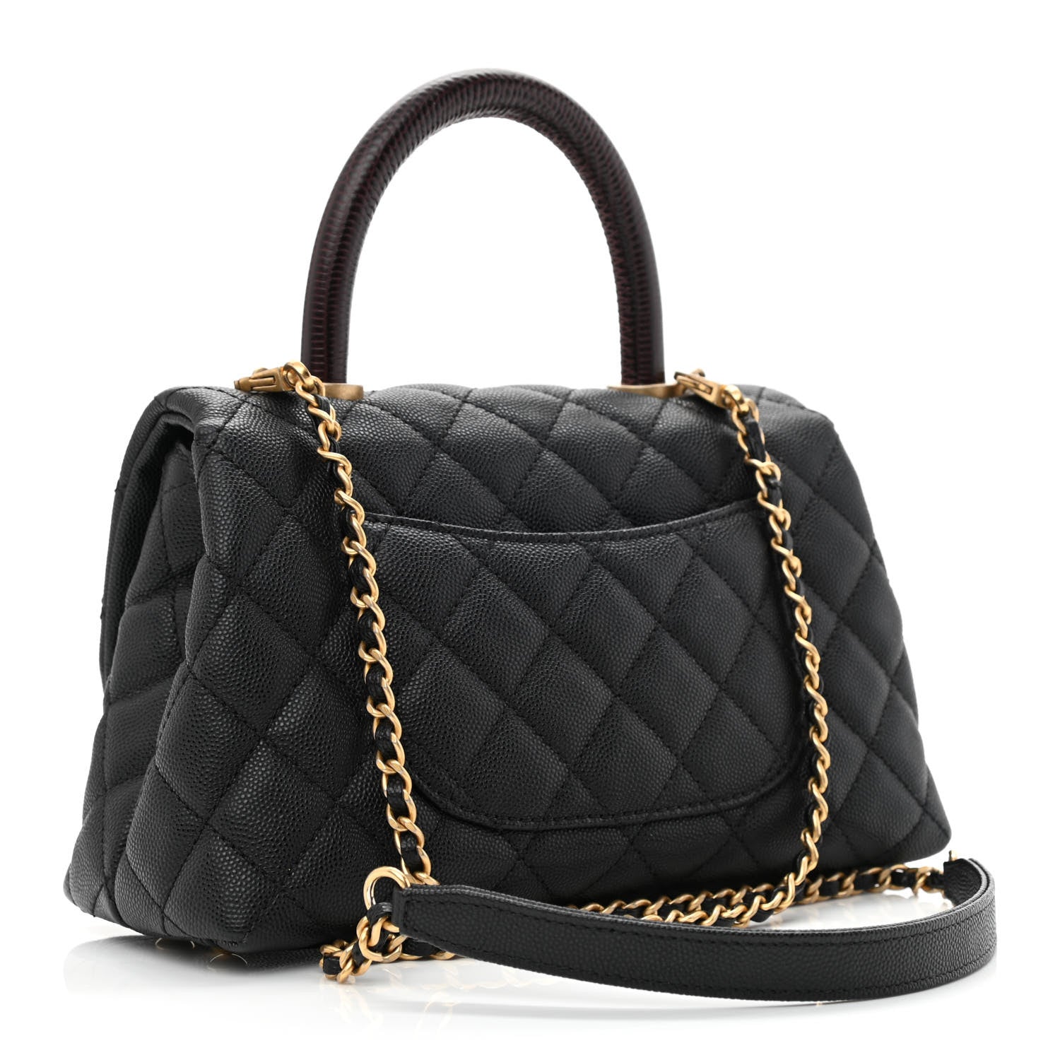 Chanel Caviar Lizard Embossed Quilted Mini Coco Handle Flap Black 4 of 20