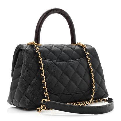 Chanel Caviar Lizard Embossed Quilted Mini Coco Handle Flap Black 4 of 20