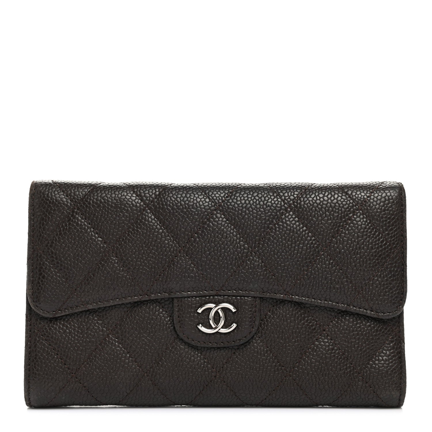 Chanel Caviar Quilted Large Flap Wallet Dark Brown 1 of 13