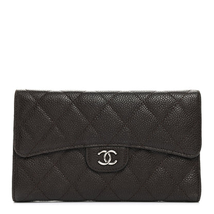 Chanel Caviar Quilted Large Flap Wallet Dark Brown 1 of 13