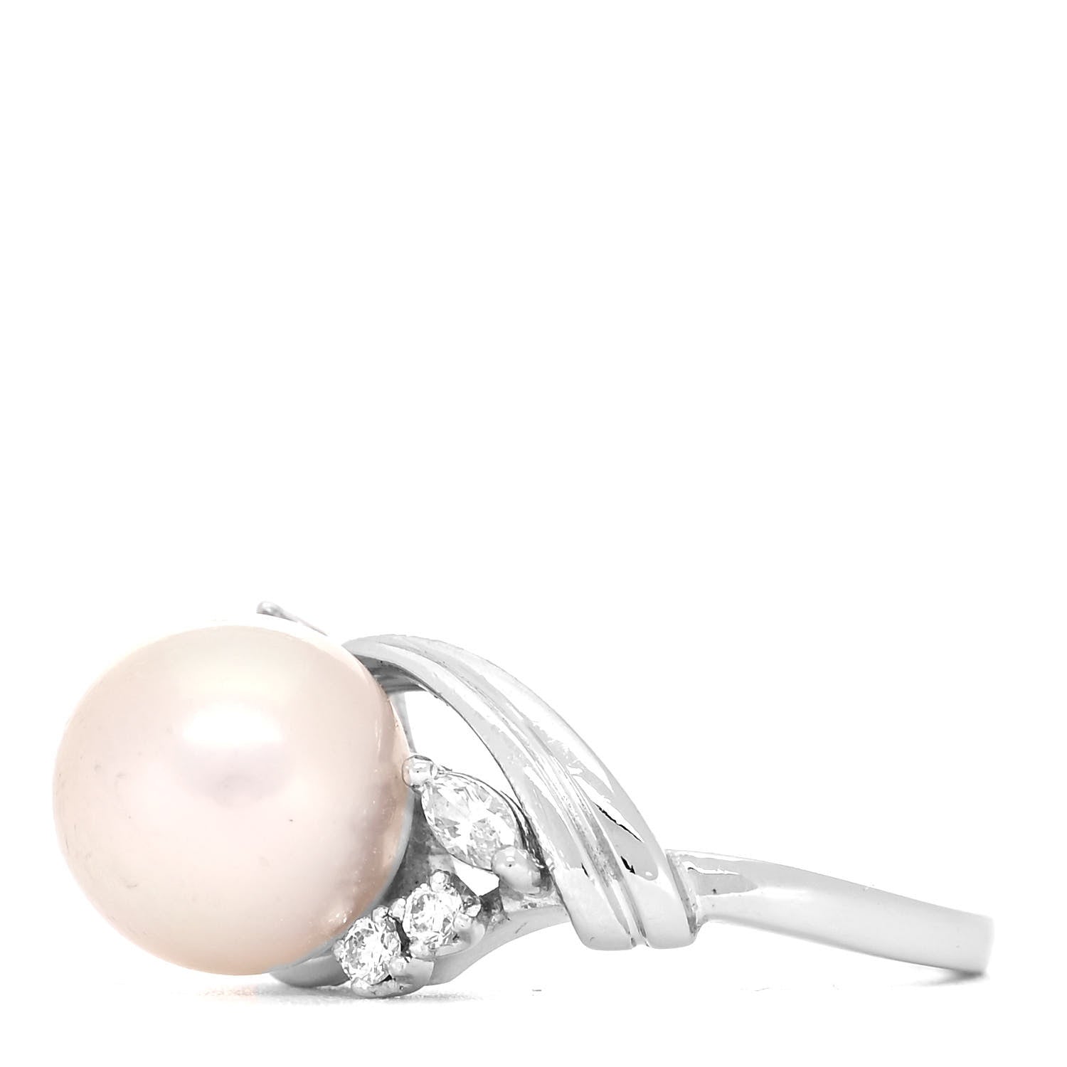 Mikimoto Platinum Diamond Akoya Pearl 9mm Ring 48 4.5 5 of 6