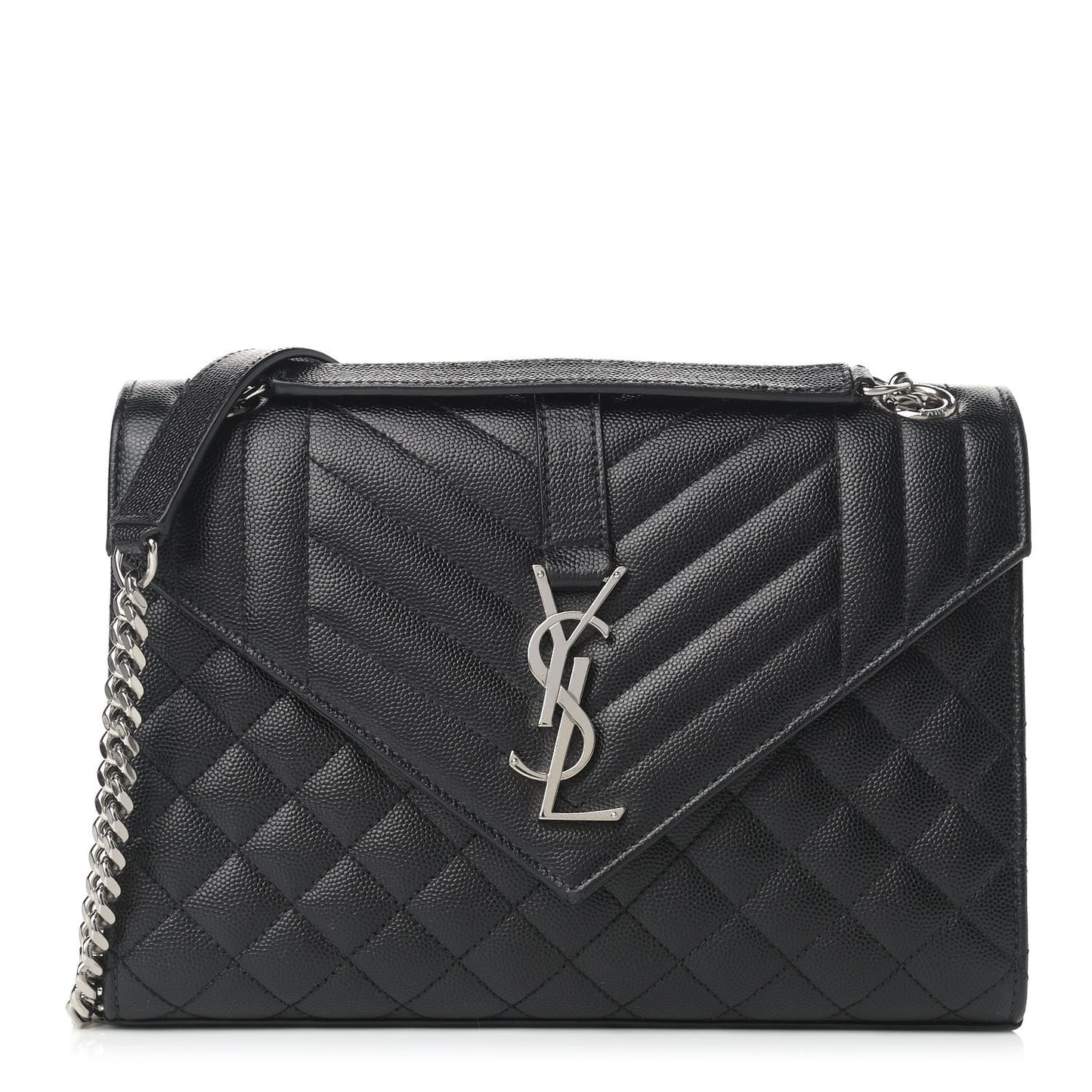 Grain De Poudre Textured Mixed Matelasse Triquilt Medium Monogram Satchel Black