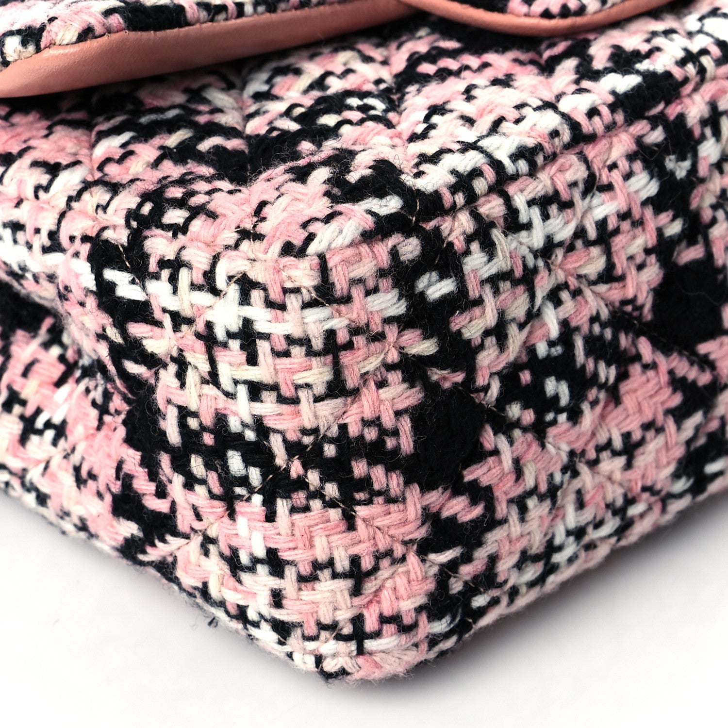 Chanel Tweed Quilted Mini Rectangular Flap Pink Black White 9 of 10
