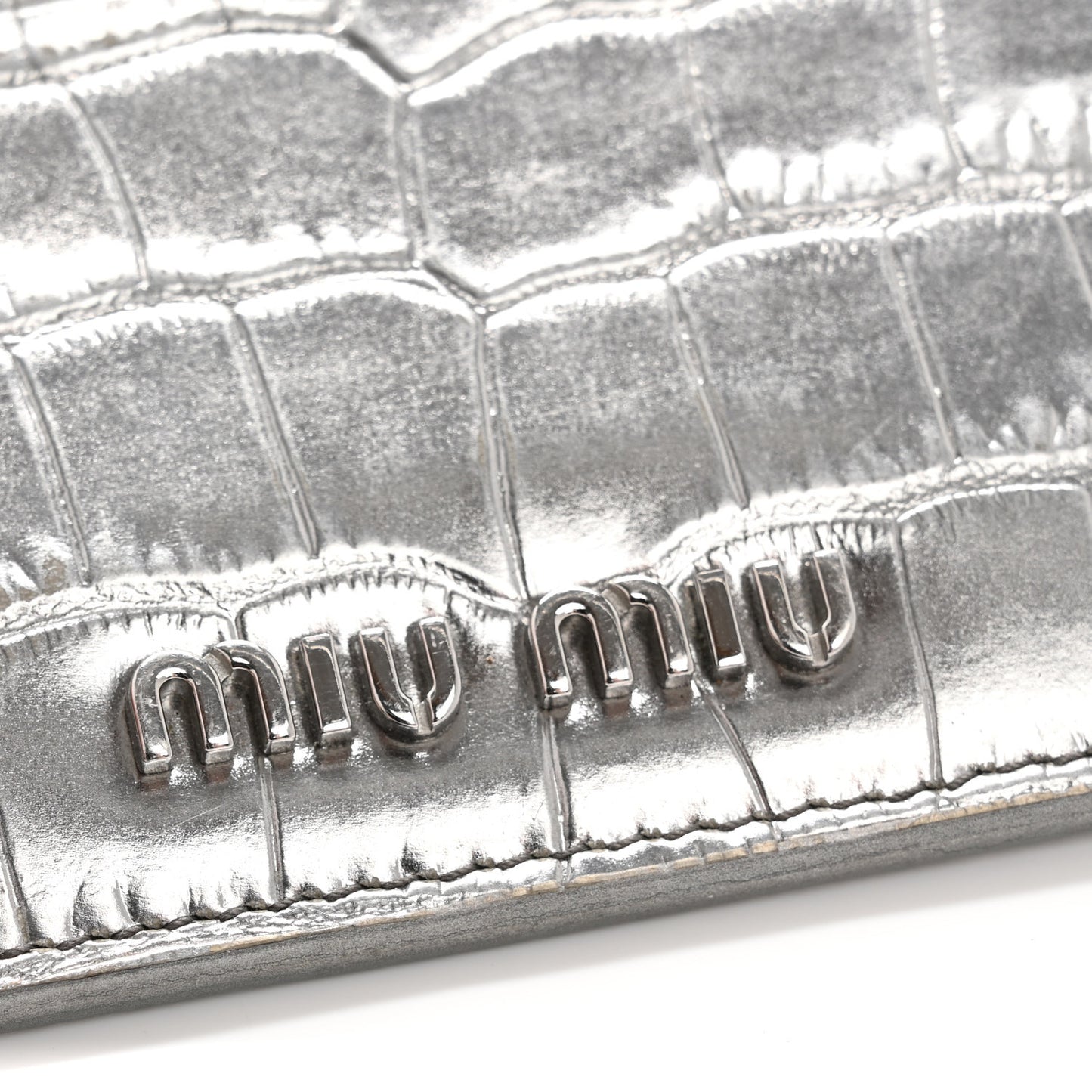 Crocodile Embossed Card Holder Silver
