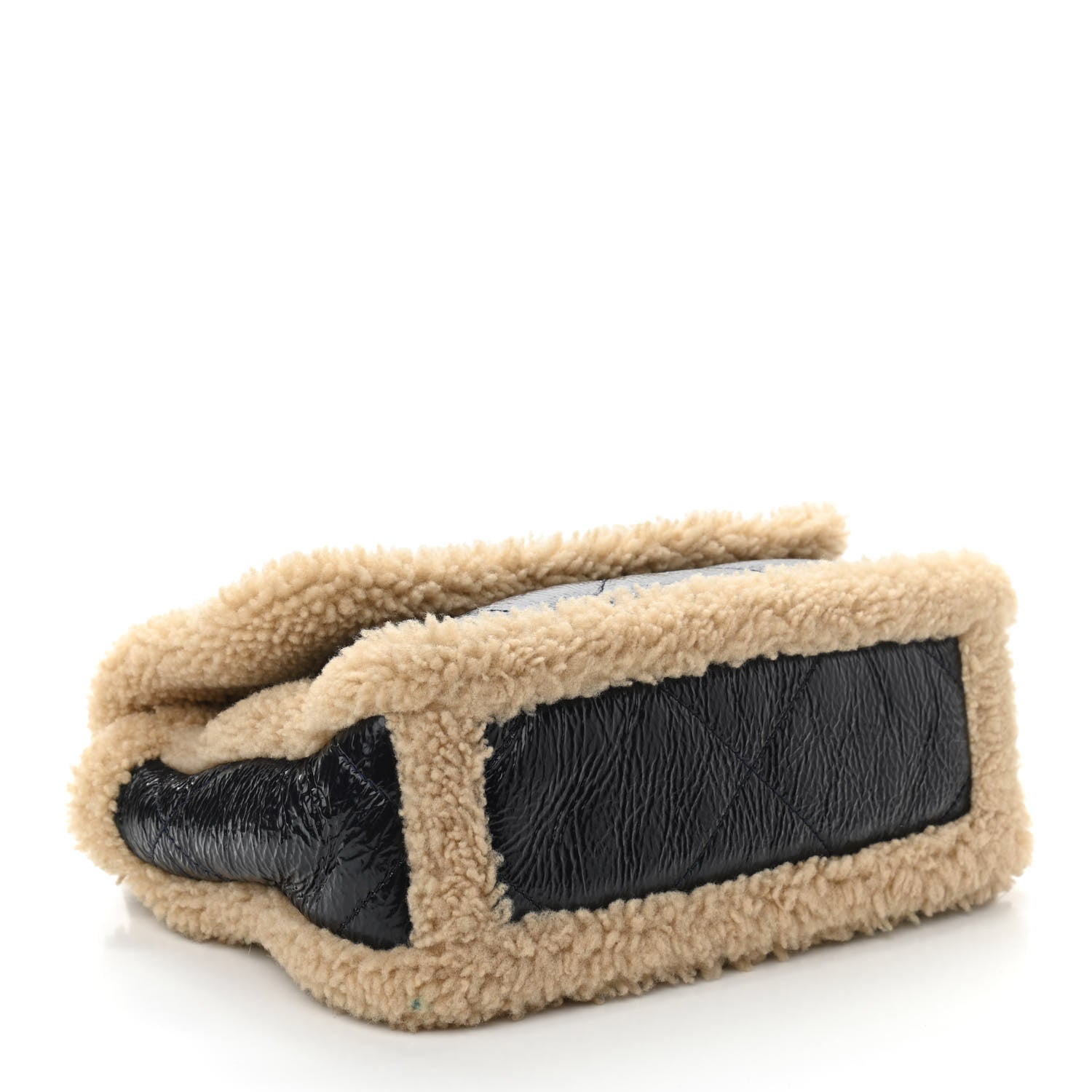 Chanel Crumpled Calfskin Shearling Sheepskin Quilted Medium Chanel 19 Flap Navy 3 of 9