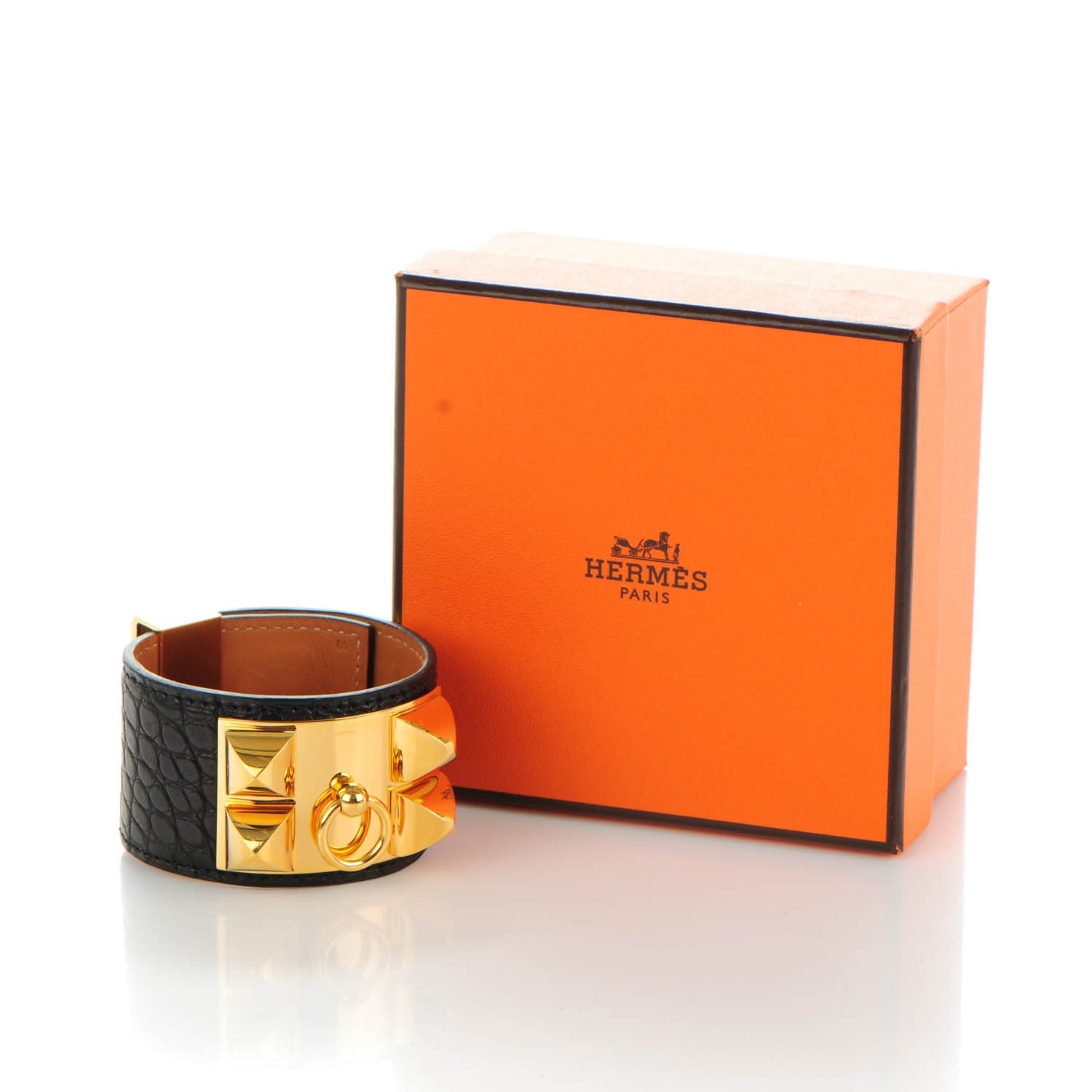 Hermes Matte Alligator Collier De Chien CDC Bracelet S Black 9 of 9