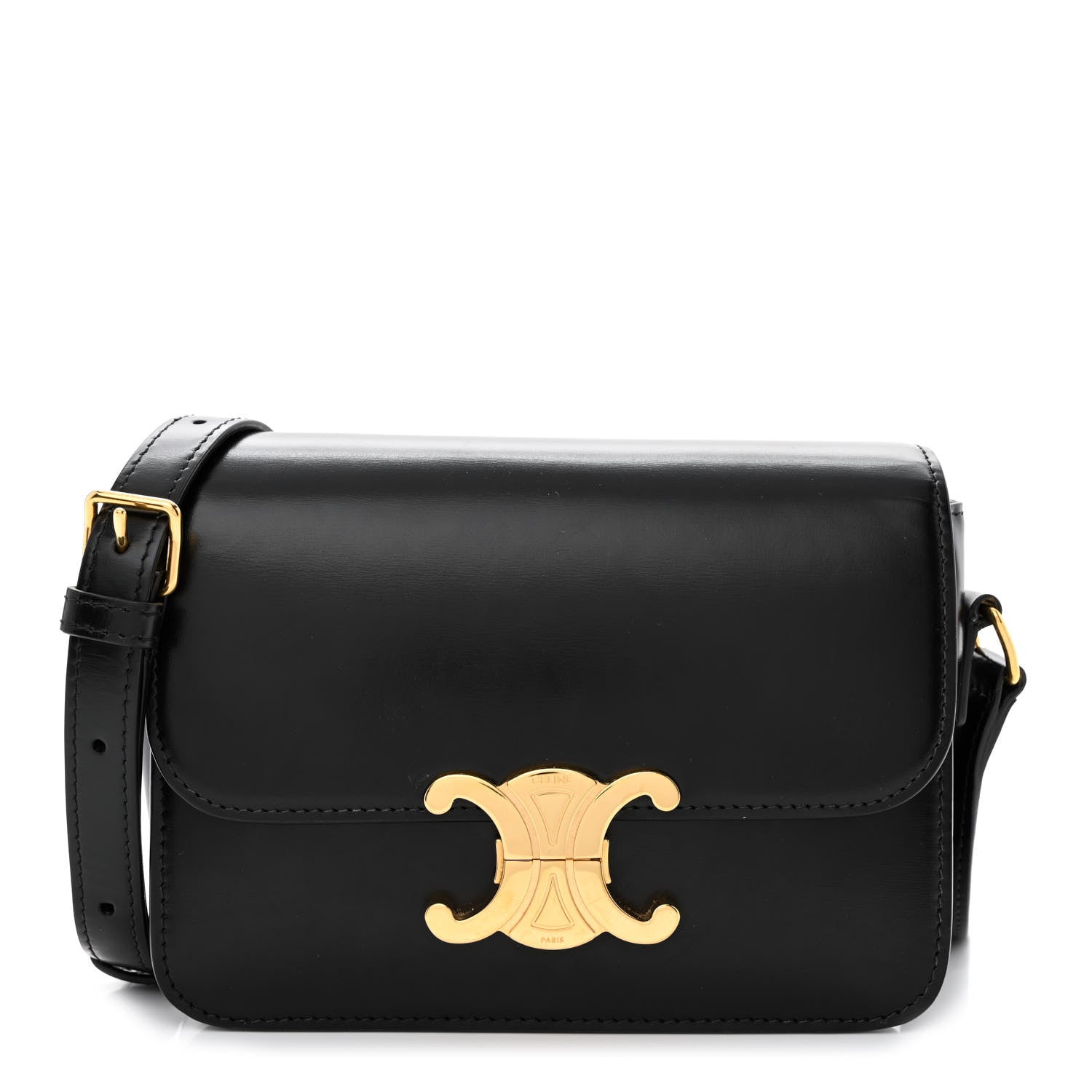 Celine Shiny Calfskin Teen Triomphe Black 1 of 12