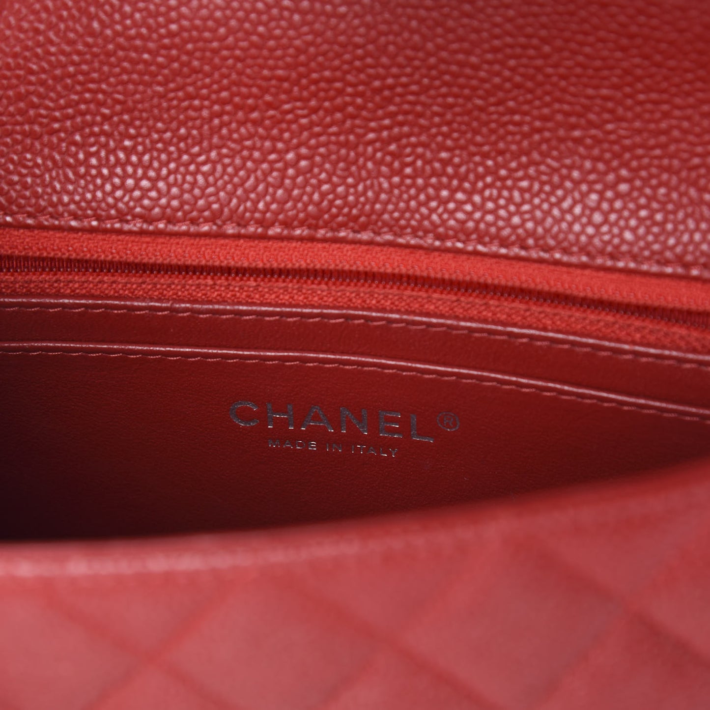 Caviar Quilted Mini Rectangular Flap Red