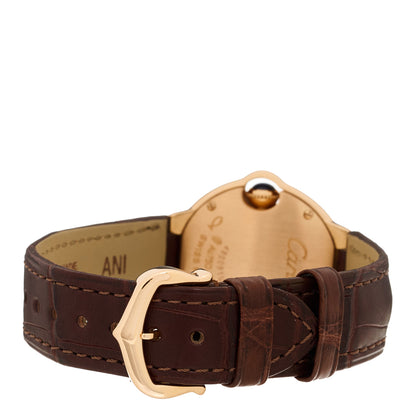 Cartier 18K Pink Gold Alligator Diamond 28mm Ballon Bleu De Cartier Quartz Watch Brown 3 of 5
