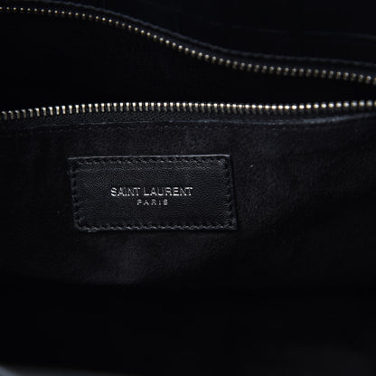 Saint Laurent Calfskin Crocodile Embossed Small Sac de Jour Black 6 of 10