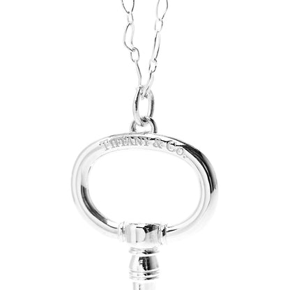 Tiffany Sterling Silver Oval Key Pendant Link Necklace 4 of 7