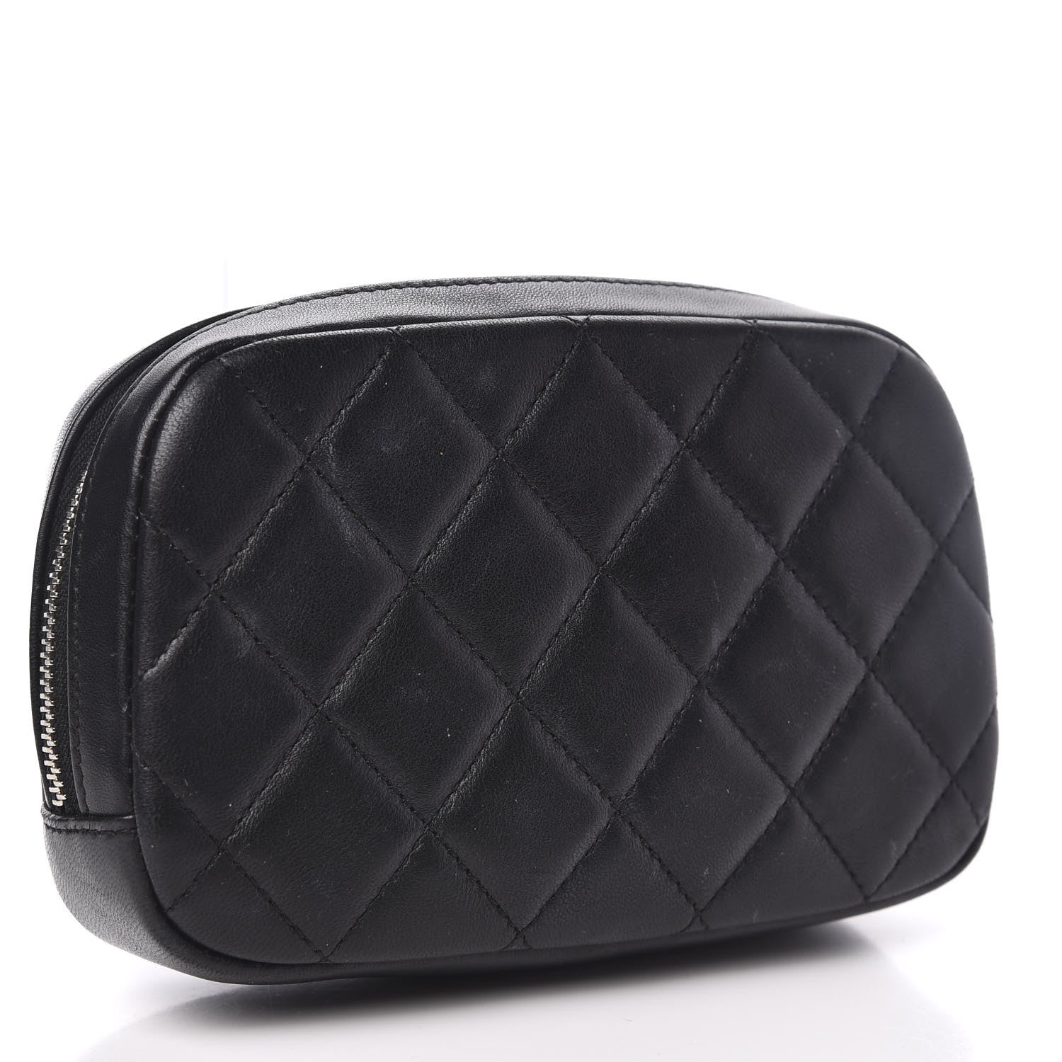 Chanel Lambskin Quilted Small Curvy Pouch Cosmetic Case Black 3 of 9