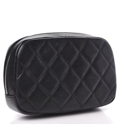 Chanel Lambskin Quilted Small Curvy Pouch Cosmetic Case Black 3 of 9