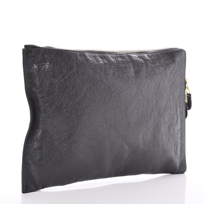 Balenciaga Agneau Giant 12 Gold Hardware Pouch Clutch Gris Fossile 3 of 7